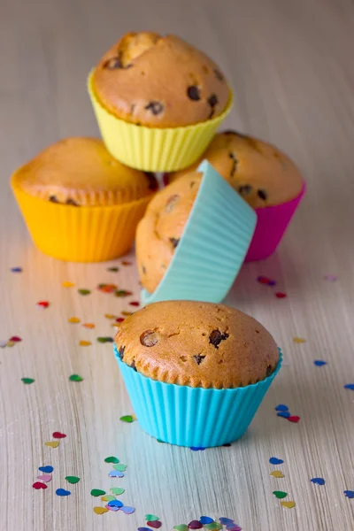 Hausgemachte Cupcakes mit Silikonformen — Stockfoto