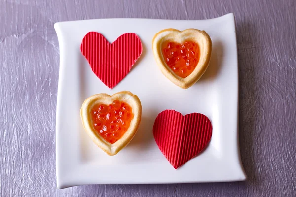 Tartlets com caviar vermelho — Fotografia de Stock