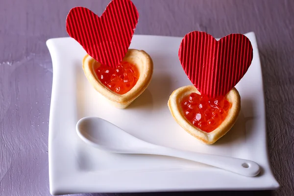 Tartlets com caviar vermelho — Fotografia de Stock