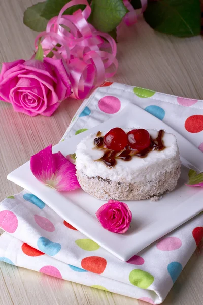 Celebratory cake with cherries — Stock Photo, Image