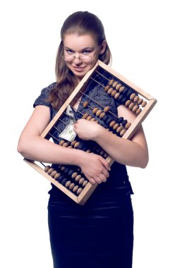 abaküs ve para ile güzel kız