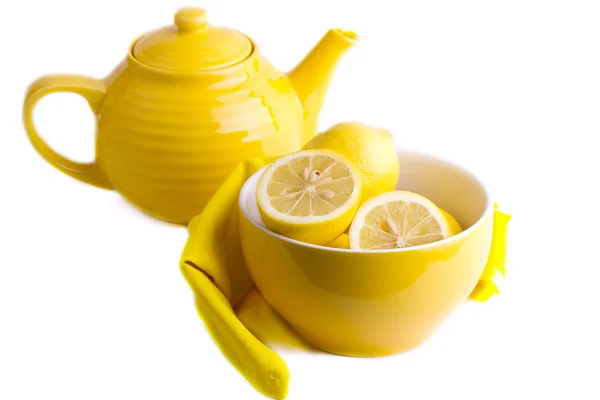 Yellow lemons in a bowl — Stock Photo, Image