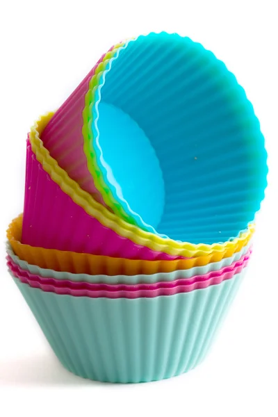 Färgglada cupcake silicon formar — Stockfoto