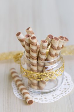 sopa krem içine rulo rulo gofret