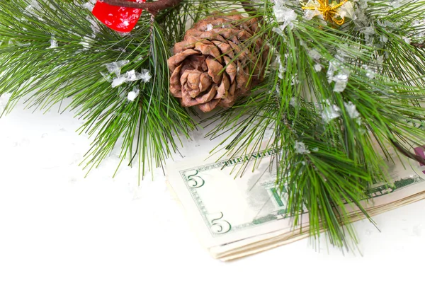 Weihnachtsbaum und Geld isoliert — Stockfoto