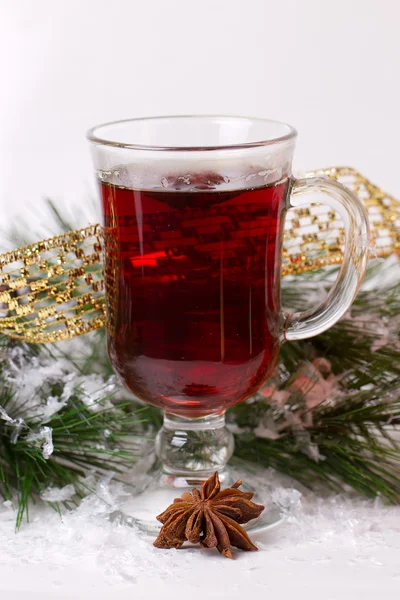 Christmas mug with tea decorated — Stock Photo, Image