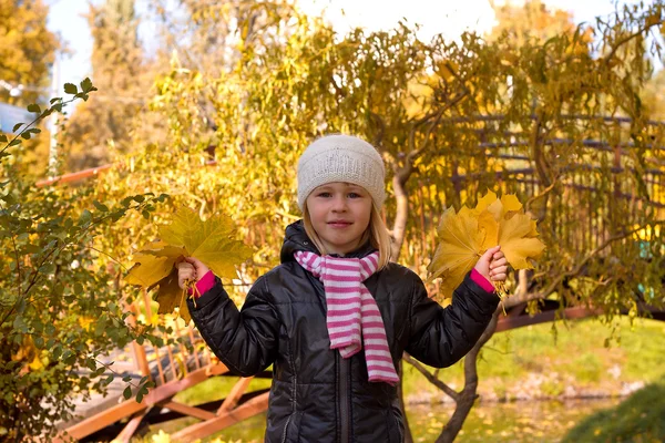 Мила дівчина в осінньому парку — стокове фото