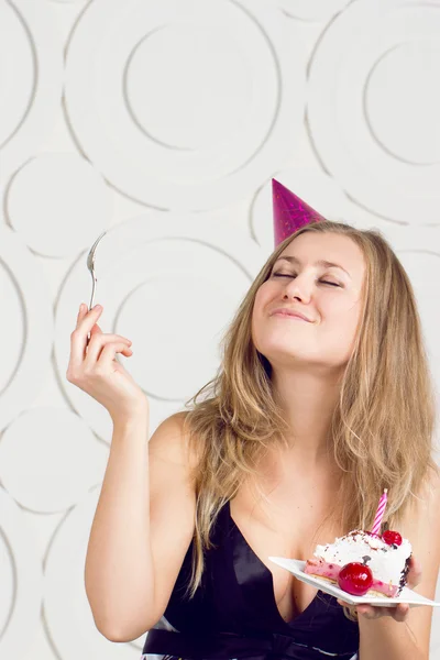 Girl blowing candles — Stock Photo, Image