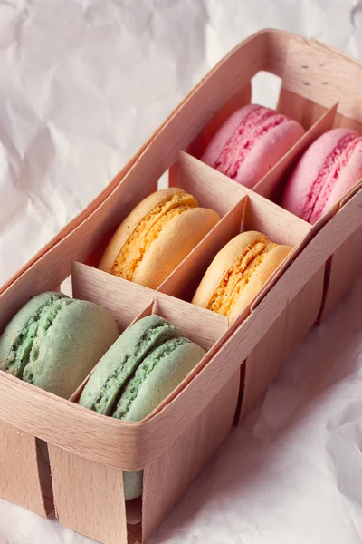 Multicolored macaroon in a box — Stock Photo, Image