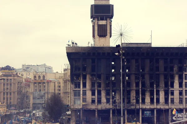 Kijów, Ukraina: związki zawodowe dom spalony — Zdjęcie stockowe