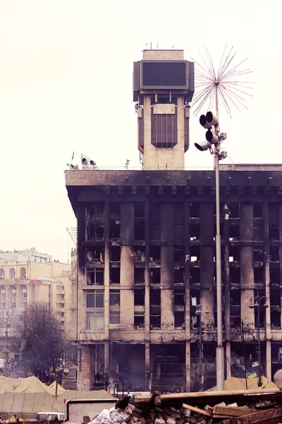 Kijów, Ukraina: związki zawodowe dom spalony — Zdjęcie stockowe