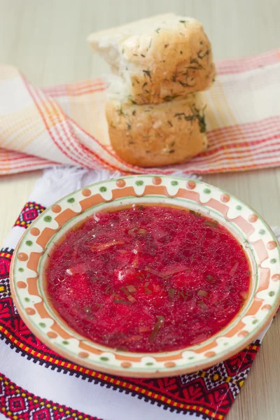 Soupe ukrainienne traditionnelle - borch rouge — Photo