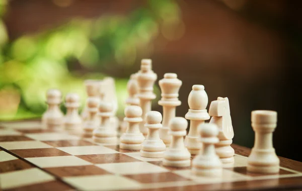 Білий шахові фігури — стокове фото