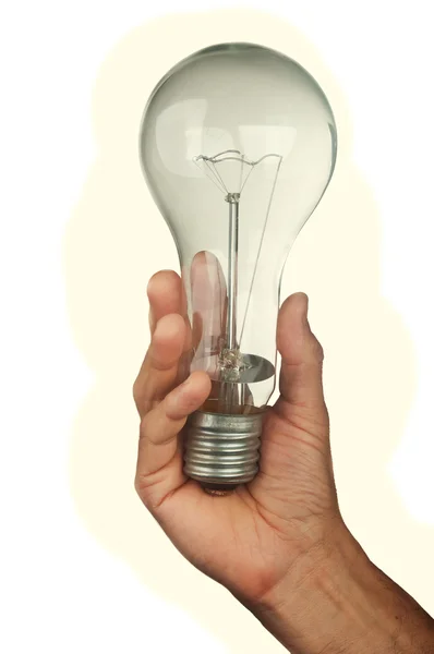 Man holding bulb lamp — Stock Photo, Image