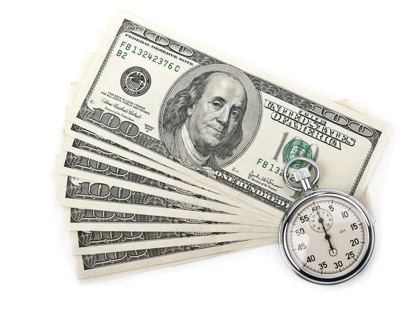 Dollars money and stopwatch —  Fotos de Stock