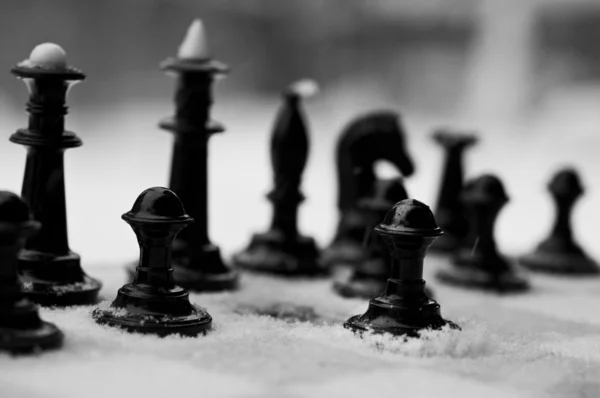 Winter chess pieces — Stock Photo, Image