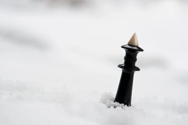 Rei de peças de xadrez de inverno — Fotografia de Stock