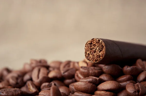 Habas de cigarro y café — Foto de Stock