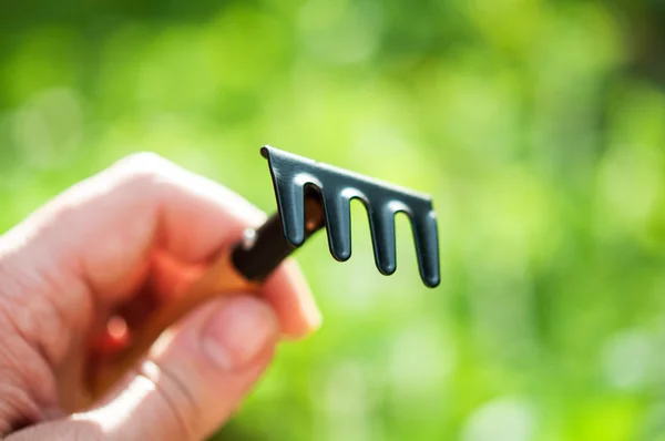 Man bedrijf tuin tool — Stockfoto