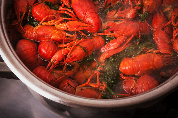 Crayfish in pan