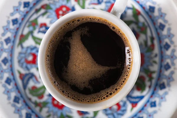 Closeup Turkish Coffee Cup Top View — Stock Photo, Image