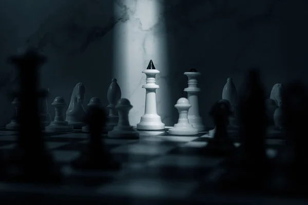 White Chess King Which Directs Flow Light Individual Qualities Features — Stock Photo, Image