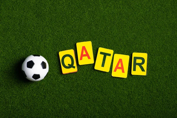 카타르 월드컵 2022 경기장의 스포츠 스크린 세이버 위에서 — 스톡 사진