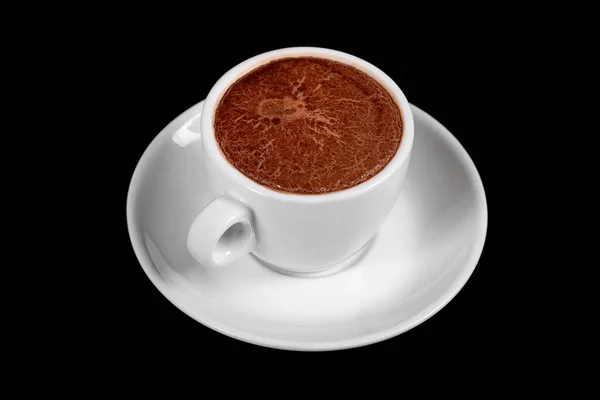White Cup Coffee Isolated Black Background — Fotografia de Stock