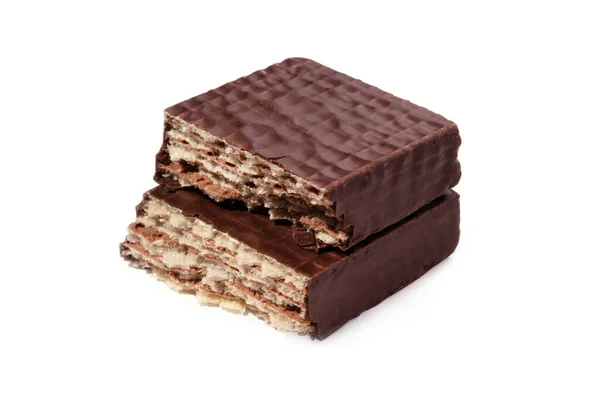 Tasty Crispy Chocolate Wafer Isolated White Background — Stock Photo, Image