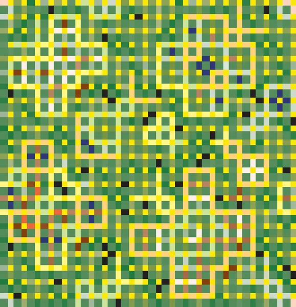 Décoration verte de carrés et rectangles. Mosaïque sans couture de papillons et coléoptères — Image vectorielle