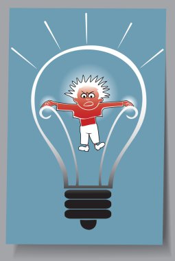 Of a card - a man in a state of tension. Light glows situation clipart