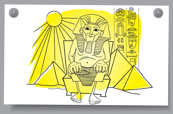De um cartão - a idade de ouro. Faraó sentado em seu trono —  Vetores de Stock