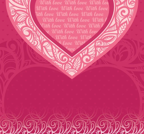 Tarjeta rosa vectorial para felicitaciones. Fondo decorativo para el Día de San Valentín — Archivo Imágenes Vectoriales