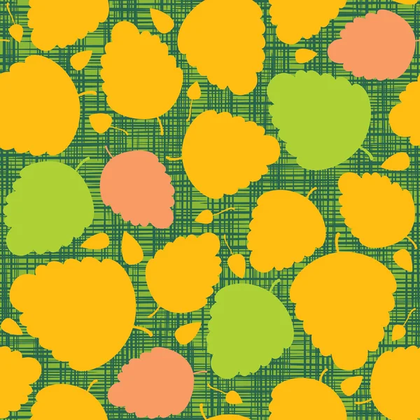 Autumn leaves on the background fabric. Seamless vector pattern — Stock Vector