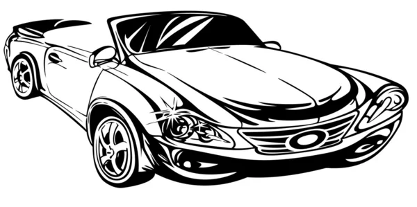 Zarys rysunek samochód. urządzenie przedstawione w perspektywie — Wektor stockowy