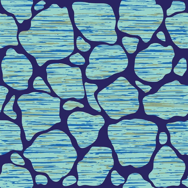 Incrustation sans couture de motif de mosaïque de pierres. fond bleu, taches bleues avec une texture qui simule les rayures profondes — Image vectorielle