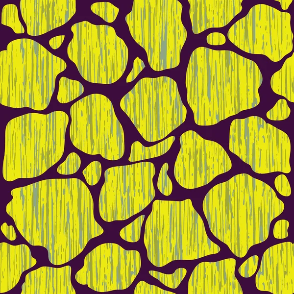 Incrustation sans couture de motif de mosaïque de pierres. Fond brun, taches jaunes avec une texture qui simule des rayures profondes — Image vectorielle