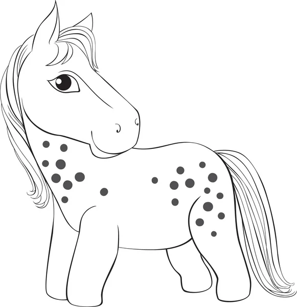 Contour drawing of a small pony. Vector illustration for coloring — Stock Vector