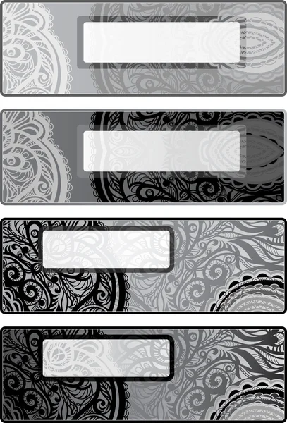 Vector decorative options horizontal backgrounds for flyers. black-white — Stock Vector