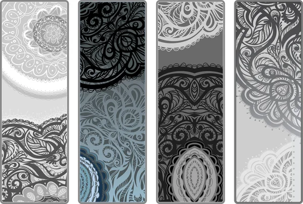 Vector variants vertical flyers . Monochrome decor of lace — Stock Vector