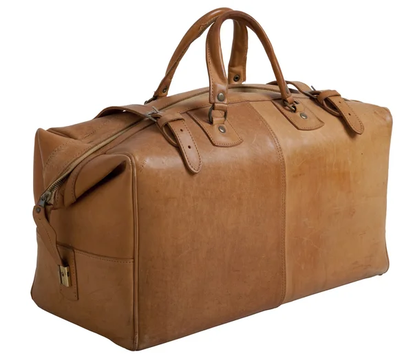 Old leather gripsack — Stock Photo, Image