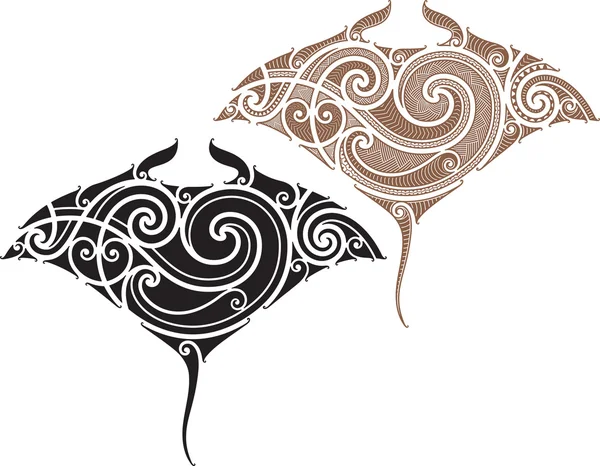 Maori Manta disegno del tatuaggio — Vettoriale Stock