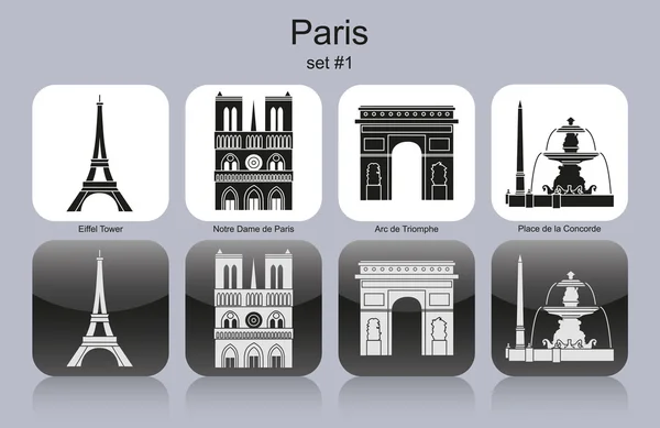 Paris icons — Stock Vector