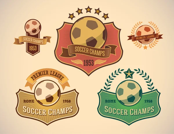 Etiquetas de campeones de fútbol — Vector de stock