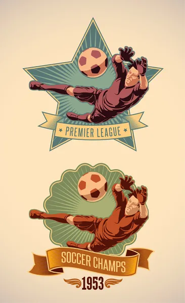 Etiquetas de campeones de fútbol — Vector de stock