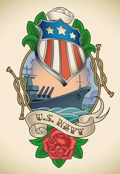 Tatuagem Marinha dos EUA — Vetor de Stock