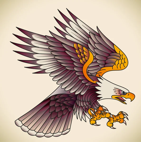 Eagle old-school tattoo — Stock Vector