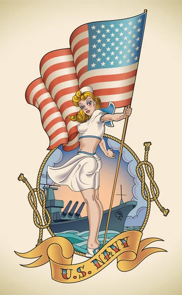 US Navy chica — Archivo Imágenes Vectoriales