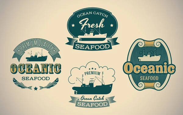 Rótulos de frutos do mar —  Vetores de Stock