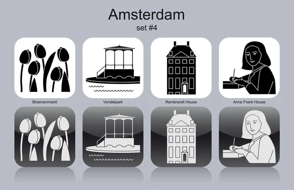 Iconos de Amsterdam — Archivo Imágenes Vectoriales